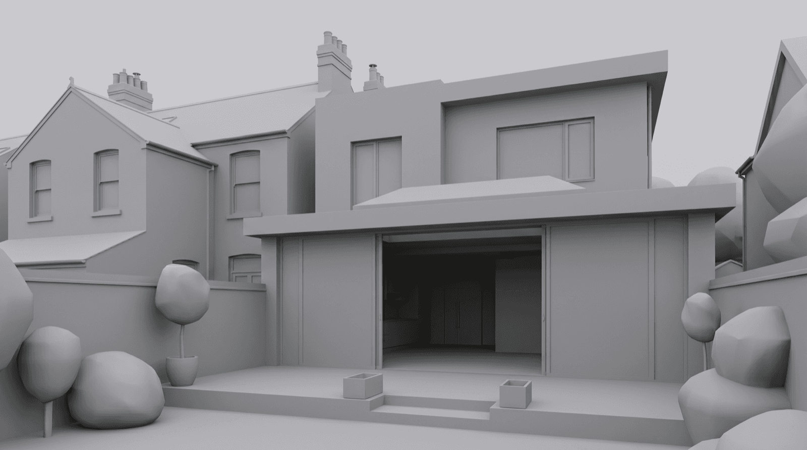 A 3D massing model of the extension